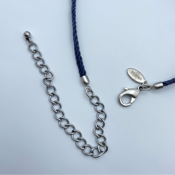 Chico’s Statement Necklace Blue Resin Beads Purple Floral Accents - Picture 4 of 7